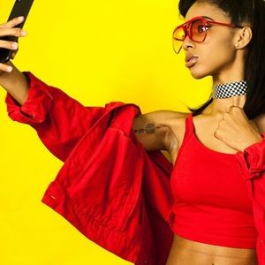 Forever 21 red jean jacket